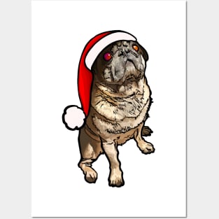 Christmas Pug Posters and Art